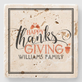 Gelukkig Thanksgiving Modern Typografie Design Stenen Onderzetter