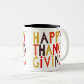 Gelukkig Thanksgiving! Mok met twee toonaangevende (Voorkant rechts)