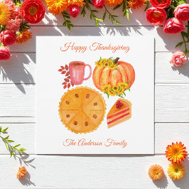 Gelukkig Thanksgiving Oranje Pompoen Herfstbladere Feestdagenkaart