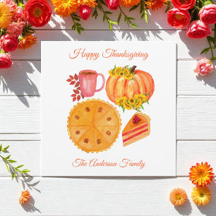 Gelukkig Thanksgiving Oranje Pompoen Herfstbladere Feestdagenkaart