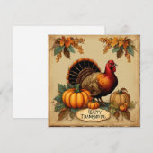 Gelukkig Thanksgiving Oude Turkije, Pompoenen  Feestdagenkaart (Voorkant / Achterkant)