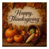 Gelukkig Thanksgiving Overvloedhoorn Perfect Poster (Voorkant)