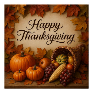 Gelukkig Thanksgiving Overvloedhoorn Perfect Poster