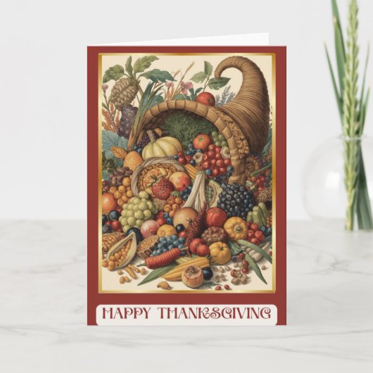 Gelukkig Thanksgiving Overvloedige Hoorn Vouwbare Kaart (Voorkant)