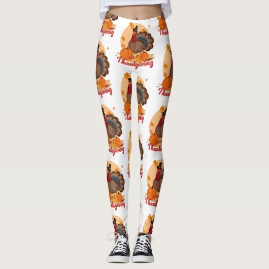gelukkig thanksgiving pelgrim turkije leggings (Voorkant)