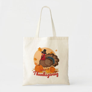 gelukkig thanksgiving pelgrim turkije tote bag