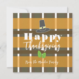 Gelukkig Thanksgiving-pelgrimshoed geruite kaart