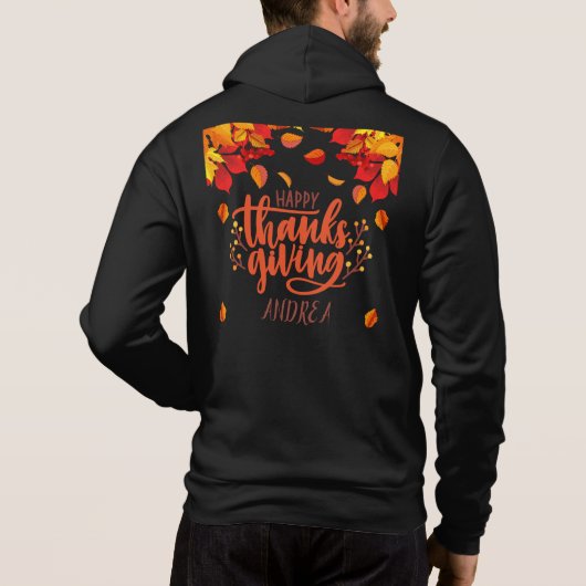 gelukkig thanksgiving persoonlijke naam hoodie (Achterkant)