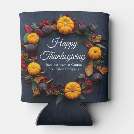 Gelukkig Thanksgiving Pompoen krans Custom Busines Blikjeskoeler (Achterkant)