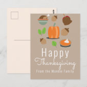 Gelukkig Thanksgiving Pompoentaart, kalkoen, voedi Briefkaart (Voorkant / Achterkant)