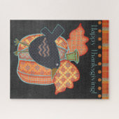 Gelukkig Thanksgiving! Prim Crow en Pumpkin Legpuzzel (Horizontaal)
