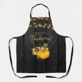 Gelukkig Thanksgiving rustieke pompoen bloemenhout Schort (Voorkant)