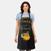 Gelukkig Thanksgiving rustieke pompoen bloemenhout Schort (Gedragen)