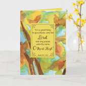 Gelukkig Thanksgiving Schrift Psalm Fall Bladeren Kaart (Gele Bloem)
