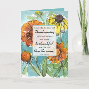 Gelukkig Thanksgiving Schriftpsalm Herfst Bloemen Kaart