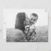 Gelukkig Thanksgiving Script Goud geruite foto Feestdagenkaart (Voorkant)