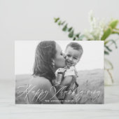 Gelukkig Thanksgiving Script Goud geruite foto Feestdagenkaart (Staand voorkant)