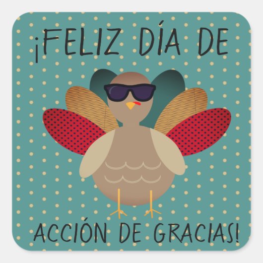 "Gelukkig Thanksgiving!" Spaanse Sticker met Turki (Voorkant)