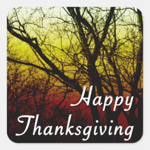 gelukkig thanksgiving ( spookboom ) vierkante sticker