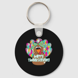 Gelukkig Thanksgiving Turkey Day Dank Geef Meisje Sleutelhanger
