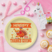 Gelukkig Thanksgiving Turkije met taart groot 9" Papieren Bordje (Feest)