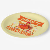 Gelukkig Thanksgiving Turkije met taart groot 9" Papieren Bordje (Gekanteld)