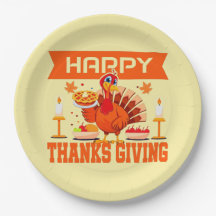 Gelukkig Thanksgiving Turkije met taart groot 9"