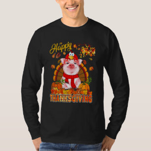 Gelukkig Thanksgiving Varken met Turkije Kostuum H T-shirt