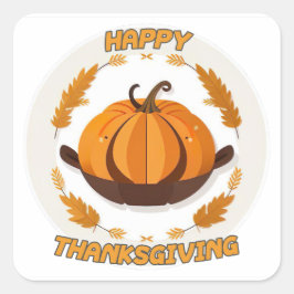 gelukkig thanksgiving vierkante sticker