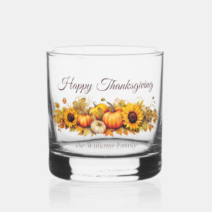 Gelukkig Thanksgiving Vintage Pompoenen Aangepaste Whisky Glas