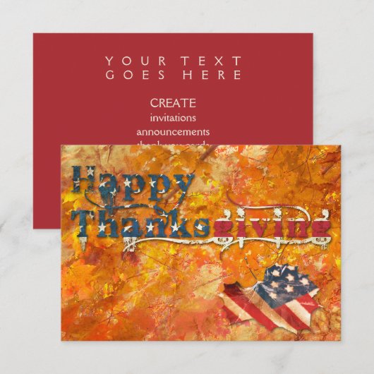 gelukkig thanksgiving ( vlag van de herfst ) kaart (Voorkant / Achterkant)