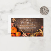 gelukkig thanksgiving, wit kalligrafie rustig hout notitiekaartje (Voorkant / Achterkant in situ)