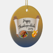 Gelukkig Thanksgivukkah 2013 Dreidl/Turkije Keramisch Ornament (Rechts)