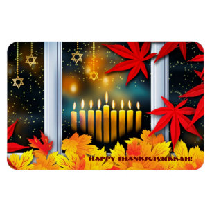 Gelukkig Thanksgivukkah. Hanoeka en Thanksgiving Magneet