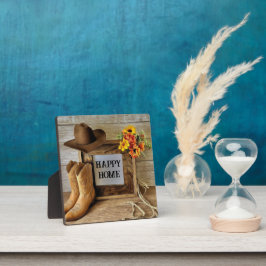 Gelukkig thuis Cowgirl Cowboy stijl met cowboylaar Fotoplaat