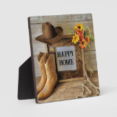 Gelukkig thuis Cowgirl Cowboy stijl met cowboylaar Fotoplaat (Voorkant)