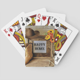 Gelukkig thuis Cowgirl Cowboy stijl met cowboylaar Pokerkaarten