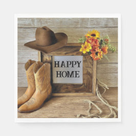 Gelukkig thuis Cowgirl Cowboy stijl met cowboylaar Servet