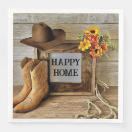 Gelukkig thuis Cowgirl Cowboy stijl met cowboylaar Servet