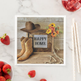 Gelukkig thuis Cowgirl Cowboy stijl met cowboylaar Servet