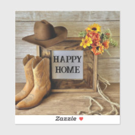 Gelukkig thuis Cowgirl Cowboy stijl met cowboylaar Sticker