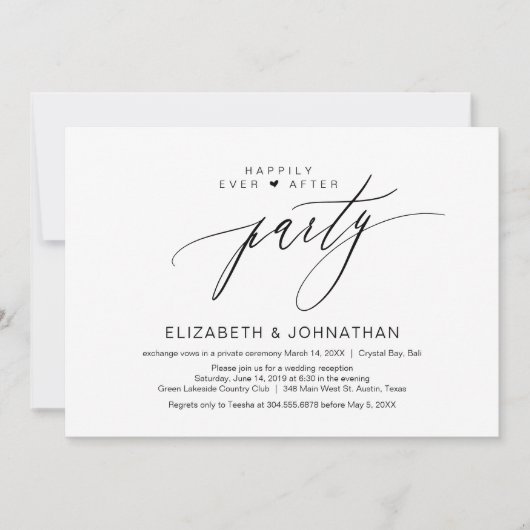 Gelukkig tot het eind feest na een elopement, mini kaart (Voorkant)