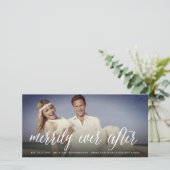 Gelukkig tot het eind Simpel script foto bruiloft Feestdagenkaart (Staand voorkant)