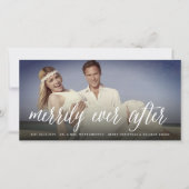 Gelukkig tot het eind Simpel script foto bruiloft Feestdagenkaart (Voorkant)