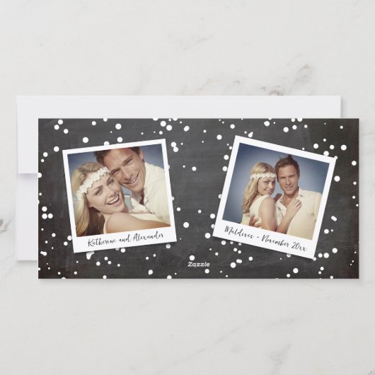 Gelukkig tot het eind Simpel script foto bruiloft Feestdagenkaart (Achterkant)