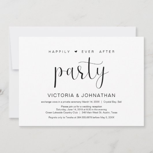 Gelukkig tot het eind van de tijd elopement-feest, kaart (Voorkant)