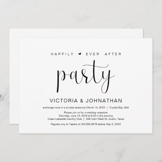 Gelukkig tot het eind van de tijd elopement-feest, kaart (Voorkant / Achterkant)