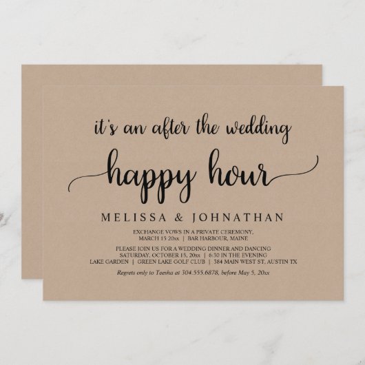 Gelukkig tot het einde der tijden Trouw Elopement  Kaart (Voorkant / Achterkant)