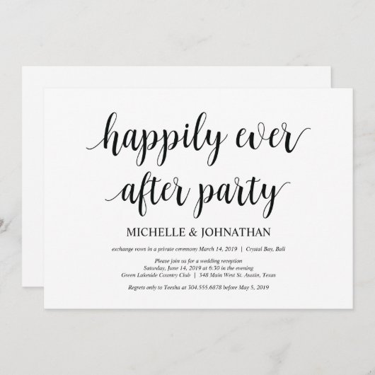 Gelukkig tot het einde, uitnodigingen voor een int (Voorkant / Achterkant)