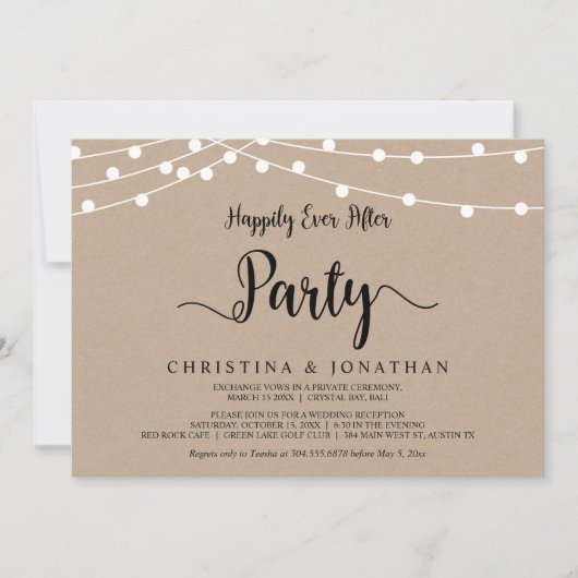 Gelukkig tot het eindfeest,  String Lights Trouwen Kaart (Voorkant)